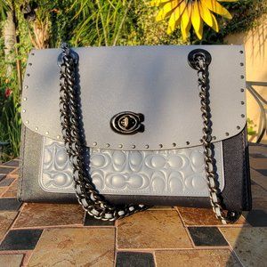 Coach Parker Signature 53344 Convertible Shoulder bag with Rivets